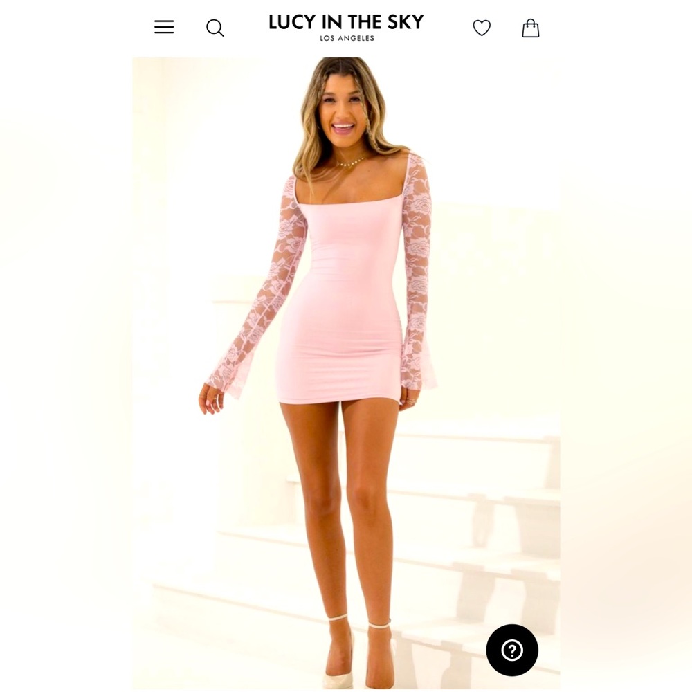 Lucy in the Sky Floral Long Sleeve Dress in Pink (XS)